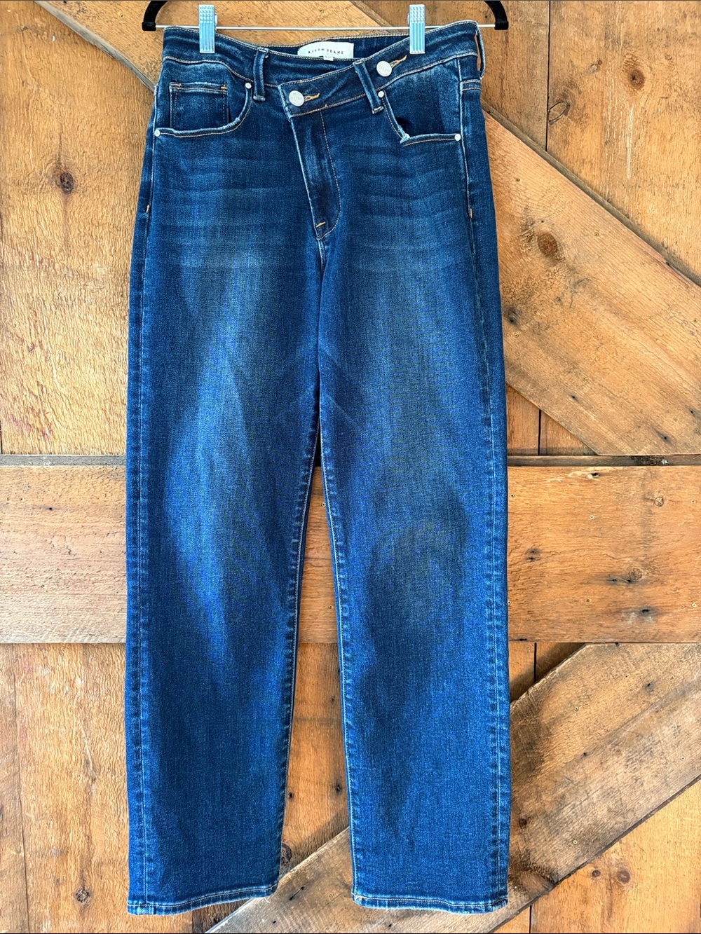 Risen Jeans Size 5/27 Dark Wash High Rise Crossover Straight Leg Jeans RDP5334 - Picture 1 of 9